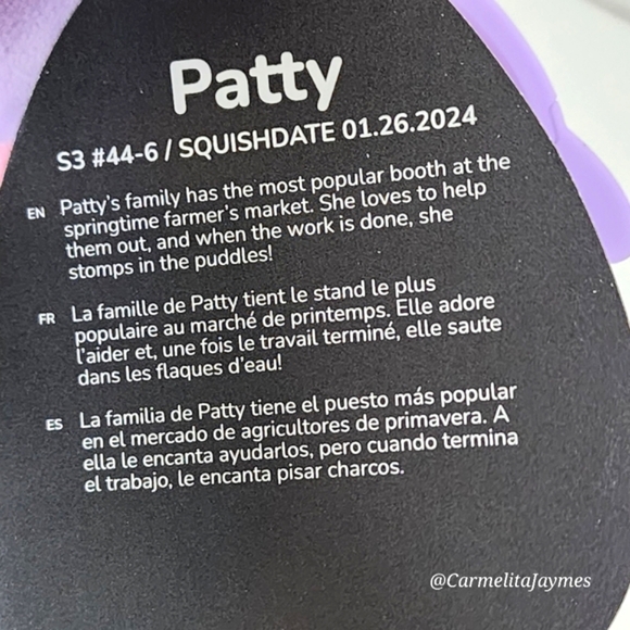 🖤 PATTY 🐮 Select Series Pink & Purple Cow Clip Black Tag Original Squishmallow - Picture 4 of 8